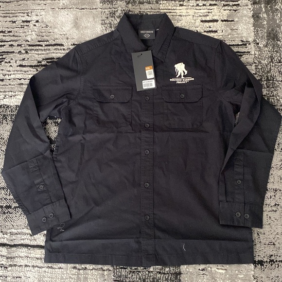 New Men’s Harley-Davidson x Wounded Warrior Project Woven Shirt Medium - Picture 2 of 4